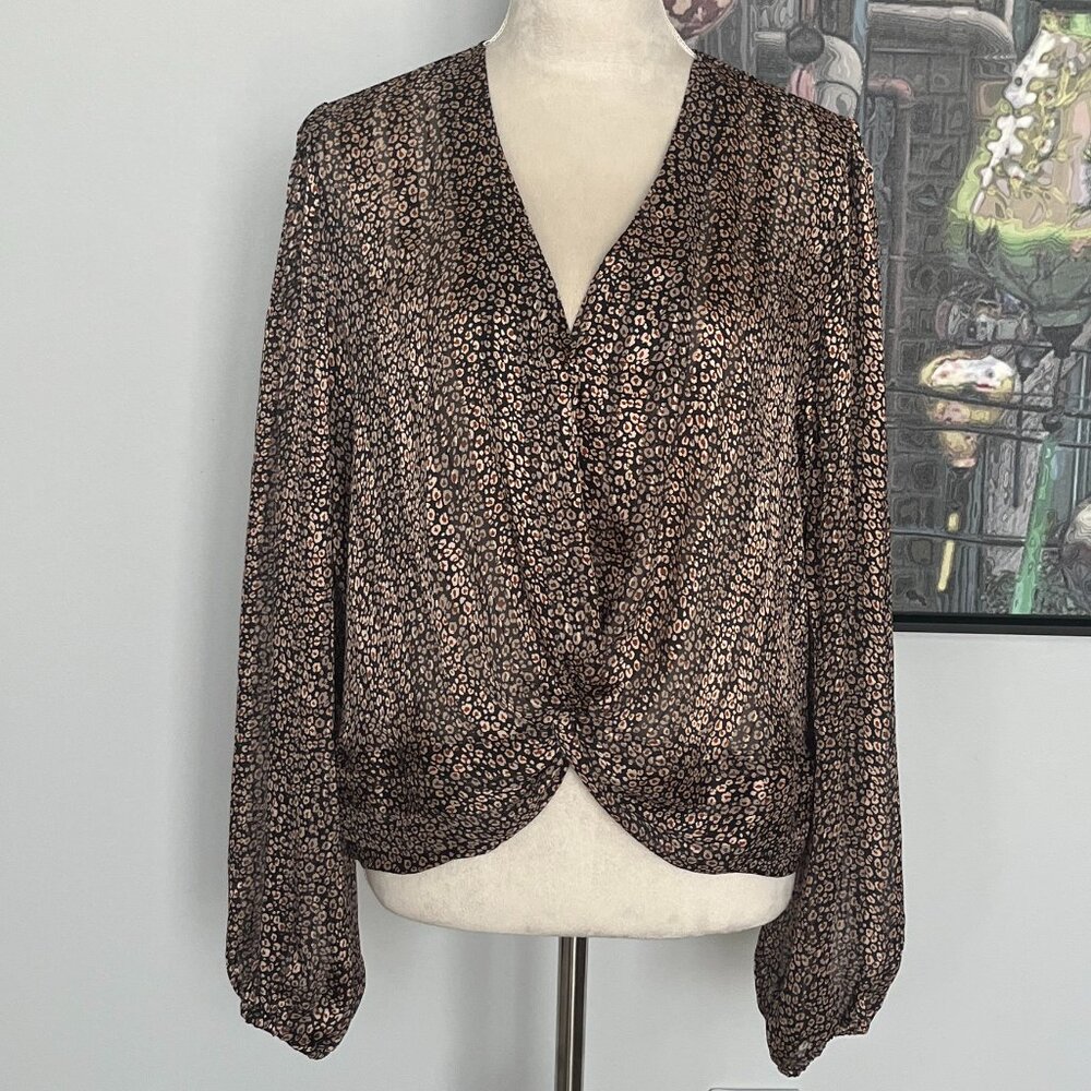 NWT Haver London Animal Print Surplice Blouse XL